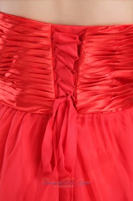 Red Organza Layers Hi-low Beading Prom Homecoming Dress