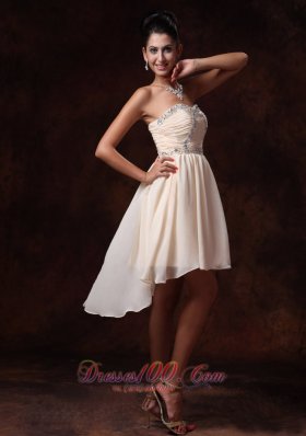 Asymmetrical Prom Gowns Champagne Custom Made