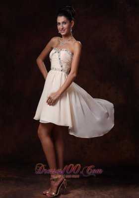 Asymmetrical Prom Gowns Champagne Custom Made