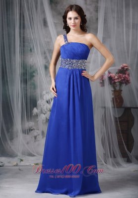 Royal Blue Prom Dress One Shoulder Beading