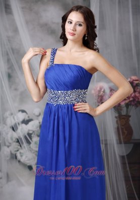 Royal Blue Prom Dress One Shoulder Beading