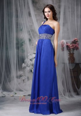 Royal Blue Prom Dress One Shoulder Beading