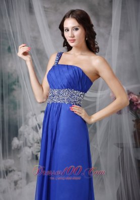 Royal Blue Prom Dress One Shoulder Beading