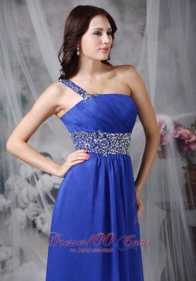 Royal Blue Prom Dress One Shoulder Beading