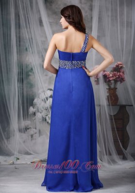 Royal Blue Prom Dress One Shoulder Beading