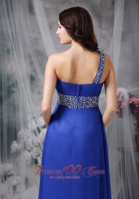 Royal Blue Prom Dress One Shoulder Beading