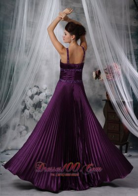 Purple Sheath Straps Beading Prom Dress Plus Size