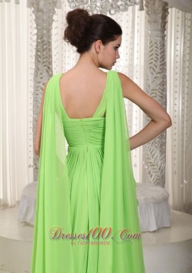 Spring Green V-neck Dress for Prom Watteau Beading