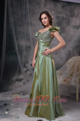 Luxurious Olive Green Prom Dress Off The Shoulder