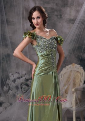 Luxurious Olive Green Prom Dress Off The Shoulder