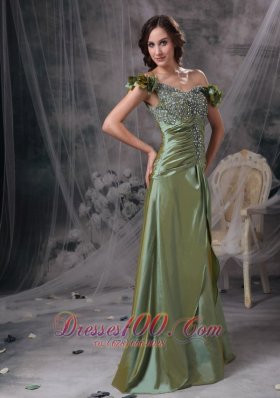 Luxurious Olive Green Prom Dress Off The Shoulder