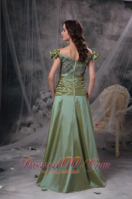 Luxurious Olive Green Prom Dress Off The Shoulder