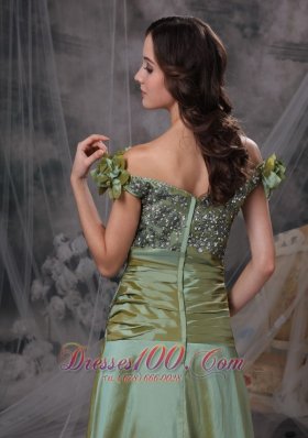 Luxurious Olive Green Prom Dress Off The Shoulder