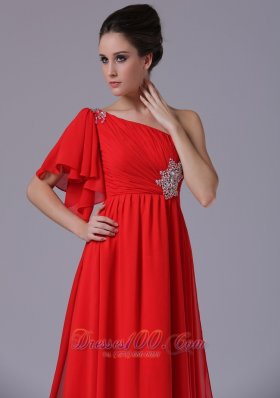 Beading Watteau Evening Dress Single Sleeve