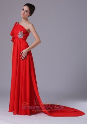 Beading Watteau Evening Dress Single Sleeve