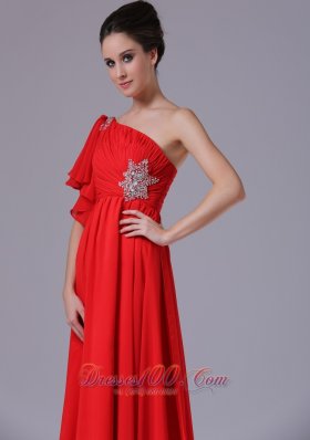 Beading Watteau Evening Dress Single Sleeve