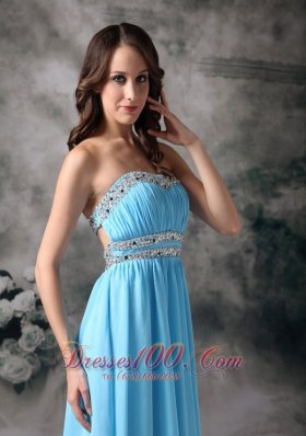 Baby Blue Prom Evening Dress Chiffon Beading