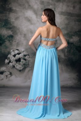 Baby Blue Prom Evening Dress Chiffon Beading