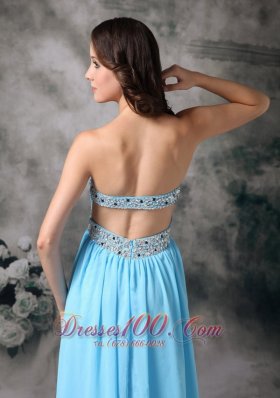 Baby Blue Prom Evening Dress Chiffon Beading