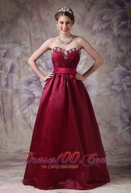 Burgundy Prom Dress Beading Plus Size Sash