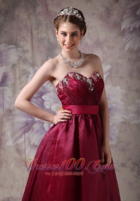 Burgundy Prom Dress Beading Plus Size Sash