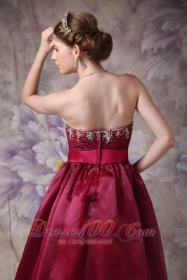 Burgundy Prom Dress Beading Plus Size Sash