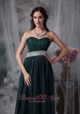 Dark Green Prom Evening Dress Belt Brush Sash