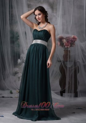 Dark Green Prom Evening Dress Belt Brush Sash