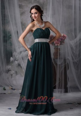 Dark Green Prom Evening Dress Belt Brush Sash