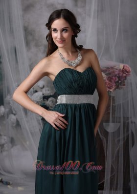 Dark Green Prom Evening Dress Belt Brush Sash