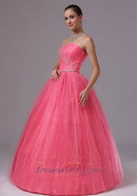 Coral Red Beaded For 2013 Quinces Gown