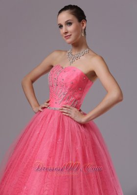 Coral Red Beaded For 2013 Quinces Gown