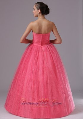 Coral Red Beaded For 2013 Quinces Gown