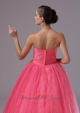 Coral Red Beaded For 2013 Quinces Gown