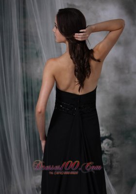 Exquisite Black Evening Dress Beading Watteau