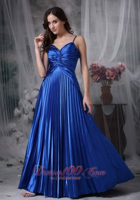 Royal Blue A-line Straps Evening Dress Ruch