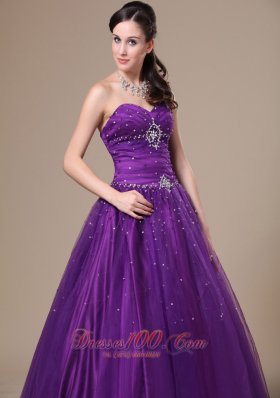 Purple A-Line Beading Prom Dress Sweetheart