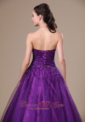 Purple A-Line Beading Prom Dress Sweetheart