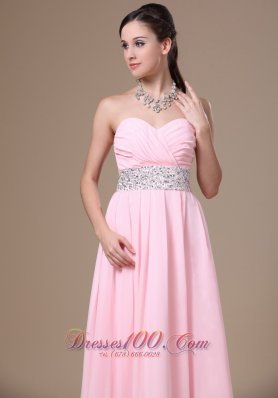 Beaded Chiffon Pink Empire Prom Graduation Dress 2013