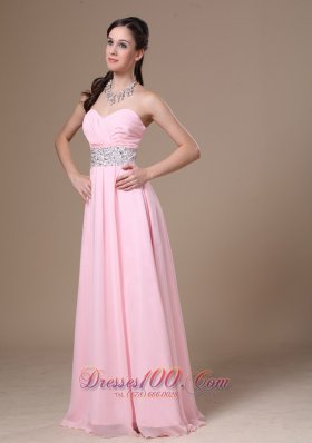 Beaded Chiffon Pink Empire Prom Graduation Dress 2013