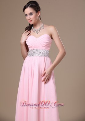 Beaded Chiffon Pink Empire Prom Graduation Dress 2013