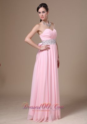 Beaded Chiffon Pink Empire Prom Graduation Dress 2013