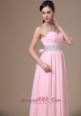 Beaded Chiffon Pink Empire Prom Graduation Dress 2013