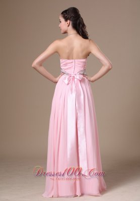 Beaded Chiffon Pink Empire Prom Graduation Dress 2013