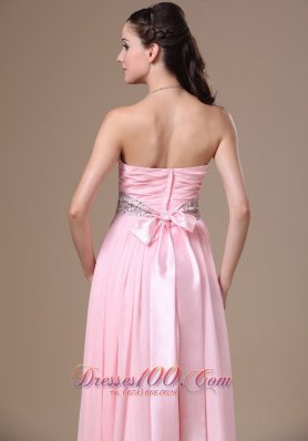 Beaded Chiffon Pink Empire Prom Graduation Dress 2013