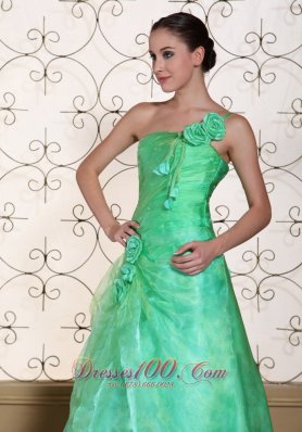 One shoulder Hand Flower 2013 Prom gown Turquoise