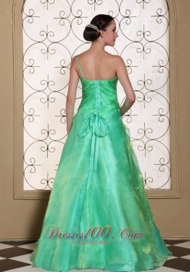 One shoulder Hand Flower 2013 Prom gown Turquoise