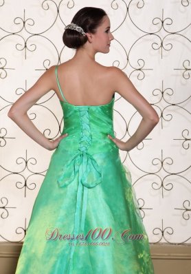 One shoulder Hand Flower 2013 Prom gown Turquoise