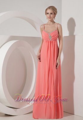 Beaded spaghetti Straps Chiffon Dress for Prom