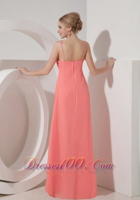 Beaded spaghetti Straps Chiffon Dress for Prom